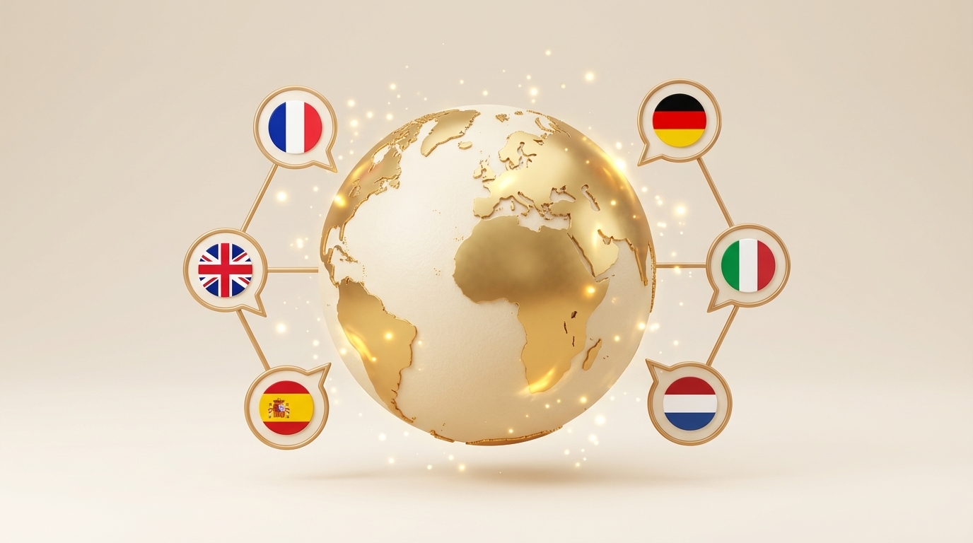 Globe avec drapeaux illustrant la traduction multilingue